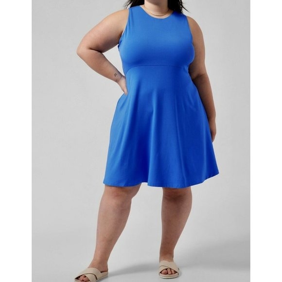 Athleta Dresses & Skirts - ATHLETA Santorini Thera Dress Size 3X Hemisphere Blue High Neck Casual Travel